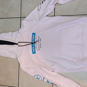Hollister Pink Hoodie with Blue Logo